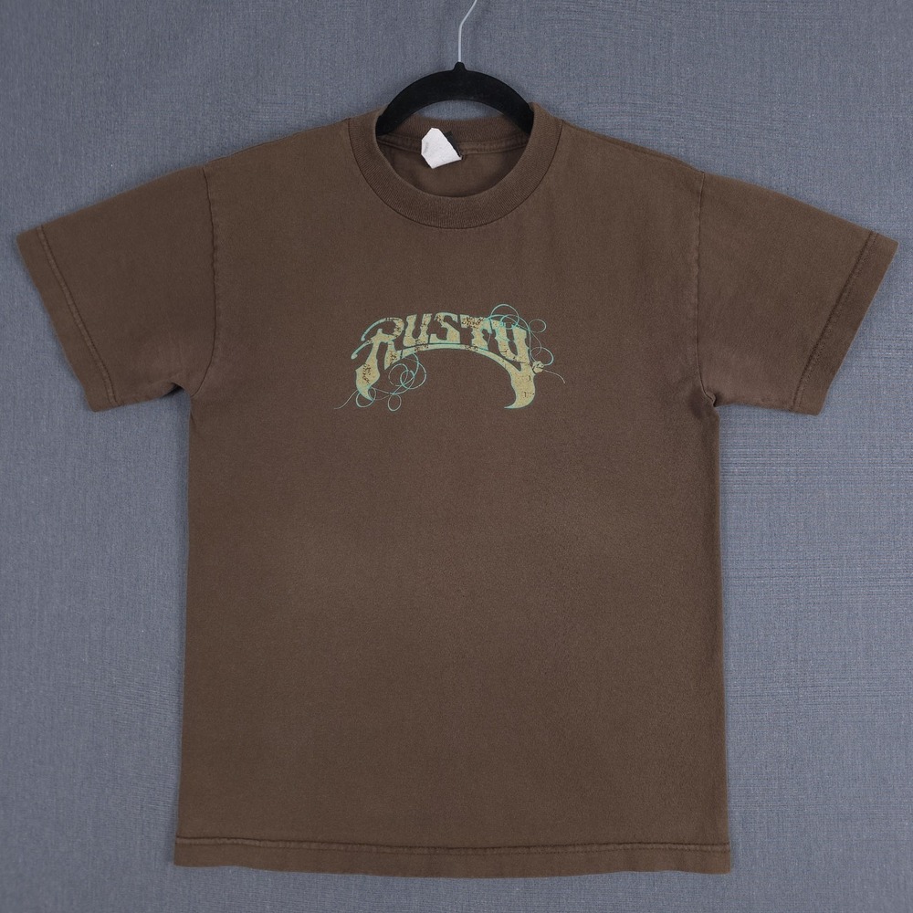 Vintage Rusty Shirt Size S/XS Faded Brown Short Sleeve Surf Skate Center‎ Logo